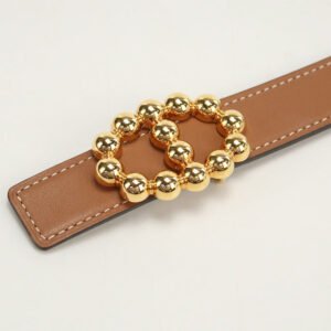 HERMES Reversible belt Mayonnaise Bubble belt/Swift Brown Women | AlmaBagz
