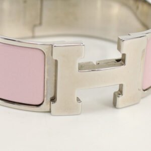 HERMES Click crack H Bangle/Palladium Plate pink Women | AlmaBagz