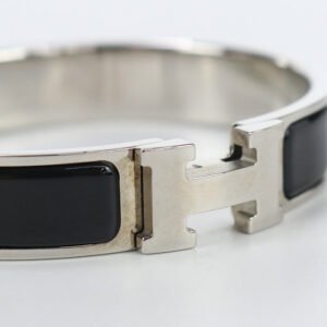 HERMES H703203FB01T5 Bangle Click Clack Click Ash PM H Breath metal,enamel black Women | AlmaBagz