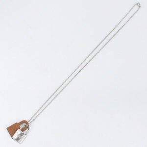 HERMES Necklace O'Kelly D-engraved metal Silver Brown Woman(unisex) | AlmaBagz