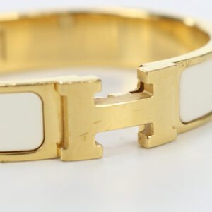 HERMES Bangle Click Clack Click Ash PM H Breath bracelet metal,enamel white Women | AlmaBagz