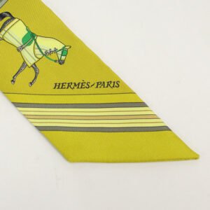 HERMES Scarf Twilly horse pattern Stall Apparel Fashion accessories silk Women | AlmaBagz