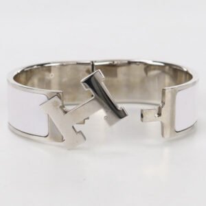 HERMES Bangle Click crack H Bracelet enamel,Palladium white Women | AlmaBagz