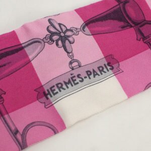 HERMES Scarf Twilly horse bite and chain Stall silk Multicolor Women | AlmaBagz