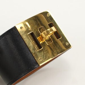 HERMES Kelly dog Bangle leather black Women | AlmaBagz