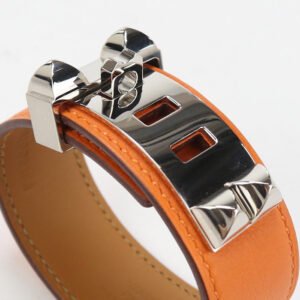 HERMES H079501CC89T2 Bangle Colliedo Cyan 24 Thin bangle Goatskin Orange Women(unisex) | AlmaBagz