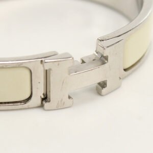 HERMES Bangle H Click Crack PM Bracelet enamel,Gold Plated white Women | AlmaBagz