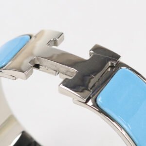 HERMES Bangle Click crack H Bracelet metal,enamel Silver/Light Blue Women | AlmaBagz