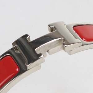HERMES Bangle Click H Thin Bracelet bracelet metal,enamel Silver/Red Women | AlmaBagz