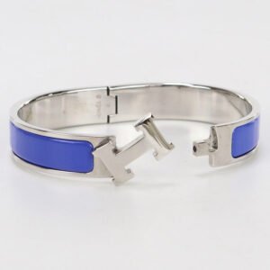 HERMES Bangle Click H Thin bangle Palladium,enamel blue Women | AlmaBagz