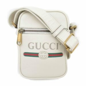 Gucci Logo Print Leather Crossbody Bag in White | AlmaBagz
