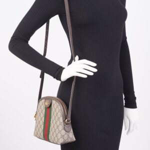 Gucci Ophidia Dome Bag Supreme / Brown Coated Canvas Small | AlmaBagz