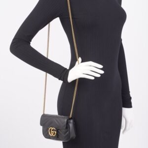 Gucci Marmont Flap Black Matelasse Leather Super Mini | AlmaBagz