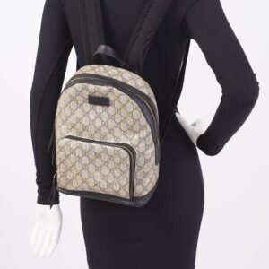 Gucci Bees Backpack Supreme Print / Gold / Black Canvas Small | AlmaBagz