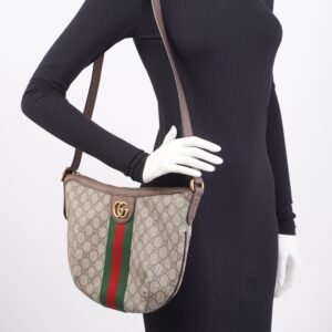 Gucci Ophidia GG Small Shoulder Bag Brown / Beige Coated Canvas Small | AlmaBagz