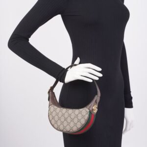 Gucci Ophidia GG Bag Monogram / Brown / Green Canvas Mini | AlmaBagz