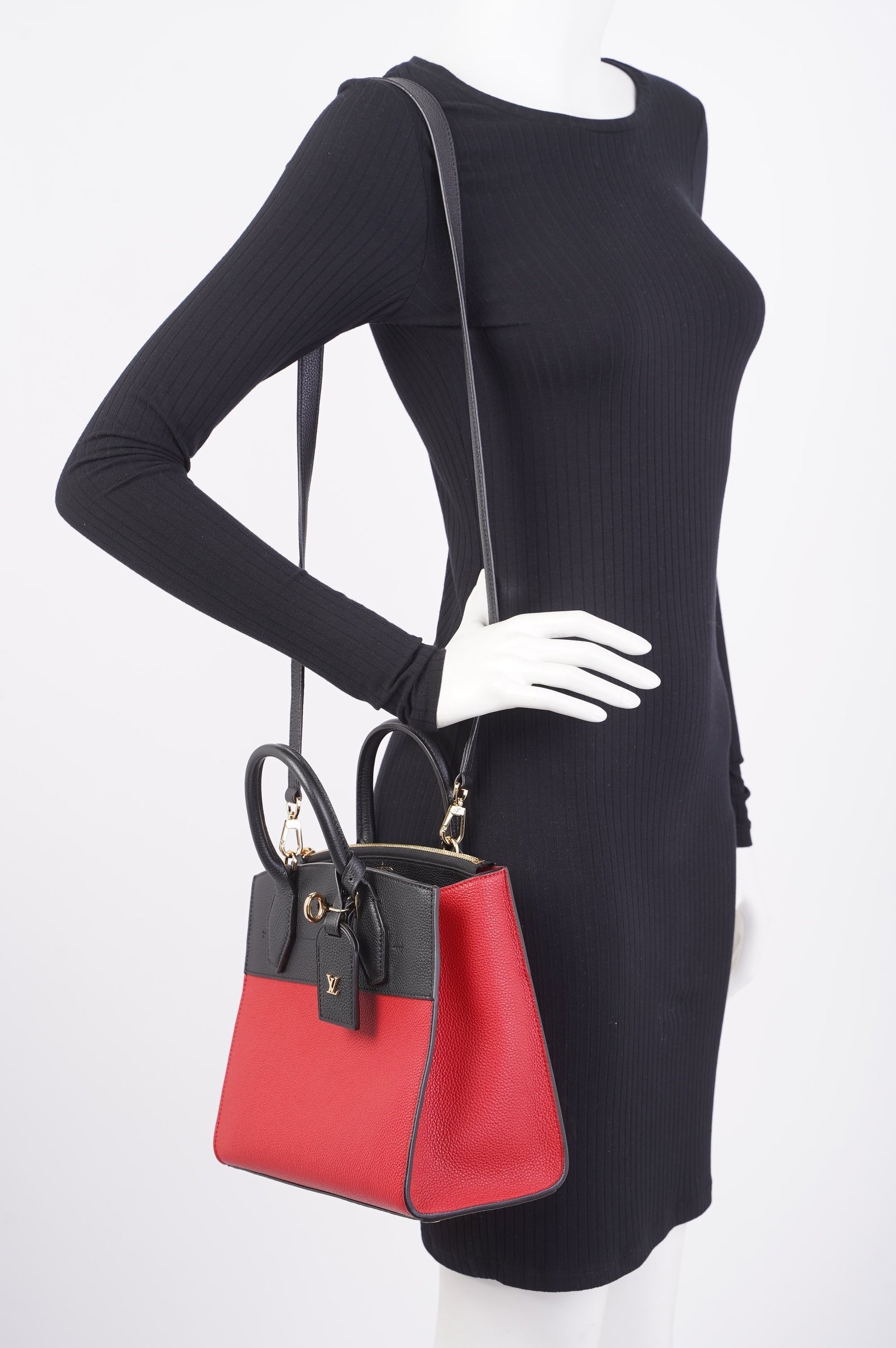 Louis Vuitton City Steamer Red / Black Leather PM | AlmaBagz