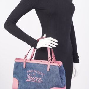 Gucci Craft Tote Blue / Pink Denim | AlmaBagz