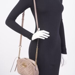 Gucci Marmont Zip Dusty Pink Matelasse Leather Small | AlmaBagz