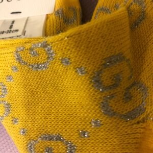 Gucci GG Ankle Socks in Yellow with Silver Lamé GG | AlmaBagz