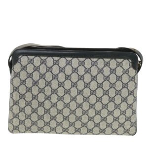 Gucci GG Canvas Sherry Line Shoulder Bag PVC Leather Gray Red Navy  yk6173B | AlmaBagz