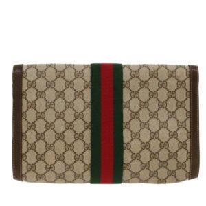 GUCCI GG Canvas Web Sherry Line Clutch Bag Beige Red Green 84.01.007 yk7987 | AlmaBagz