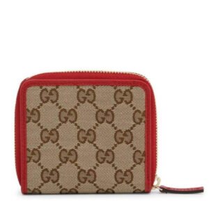 Gucci Original GG Canvas French Wallet in Beige and Red | AlmaBagz